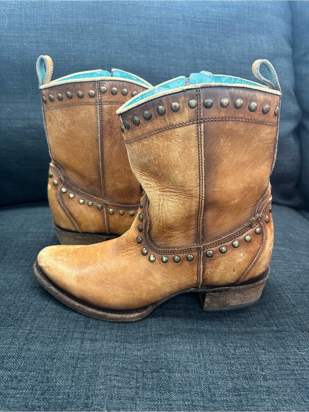 Corall handcrafted studded leather cowgirl cowboy boot size 10 medium